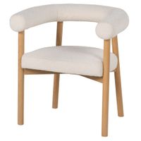 silla de comedor de fresno y tela de borreguito cruda