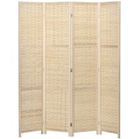 homcom biombo separe de interior de 4 paneles en madera y bambu plegable y salvaspacio altura 170cm marron   aosom espana