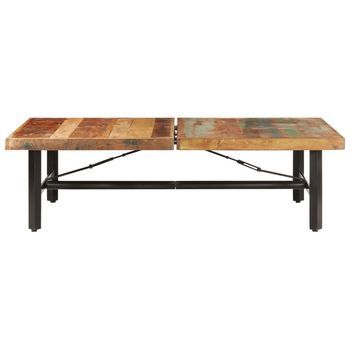 Mesa De Centro 90x142x42 Cm Madera Maciza Reciclada Con Acabado Multicolor Y Hierro Con Recubrimiento En Polvo - Marrón