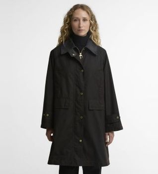 Barbour para mujer. LWX1588 Chaqueta Agatha Encerada marrón oscuro (S), Casual, Algodón