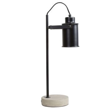 Lámpara De Mesa De Metal Negro 37 Cm Pantalla Ajustable Base De Hormigón Moderna Mundaka