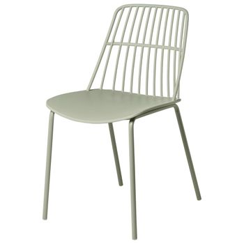 Silla de polipropileno menta con asiento a rayas y patas de metal