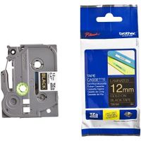 brother tze-334 original p-touch label tape 12mm x 8m gold on black