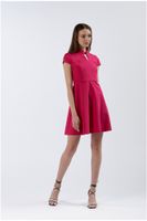 vestido acampanado de manga corta hot pink s