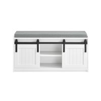 banco zapatero con 2 puertas correderas blanco