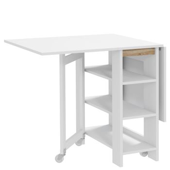Mesa cocina plegable 120x60x75 cm blanco