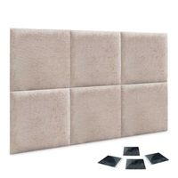 dhome juego de 6 paneles tapizados de lana ecologica pack autoadhesivos para pared acusticos absorbentes proteccion beige 50x50cm x6