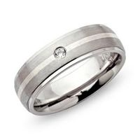 anillo moderno de acero inoxidable circonita plateada 6mm