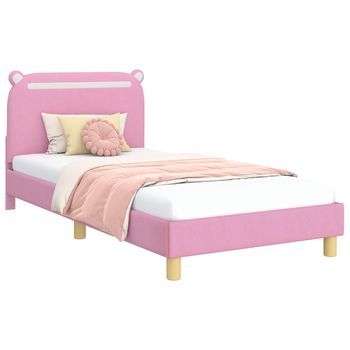 Cama Para Niños Con Cabecero Con Cabecera Rosa 80 X 200 Cm Tela