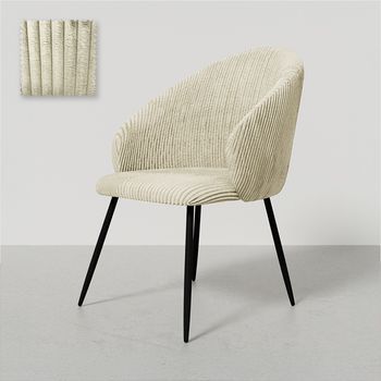 Silla De Comedor Tapizada En Pana - Brugges Marfil