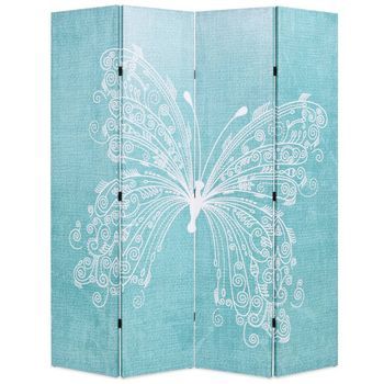 Biombo Divisor Plegable 160x170 Cm Mariposa Azul Vidaxl