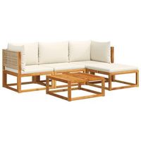 set de sofas de jardin con cojines 5 piezas madera maciza acacia