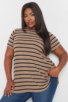 yours camiseta marron de rayas mujer curvy y tallas grandes yours