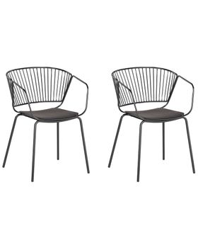 Conjunto de 2 sillas de comedor  metal negro