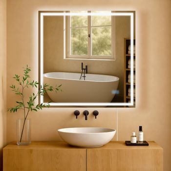 Espejo De Baño Jaffrey Vidrio Vidrio Transparente 3.5x80x80 Cm Clp