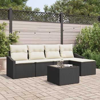 Conjunto De Sofás De Jardín Conjunto De 6 Negro Ratán V6277 Unico / Negro
