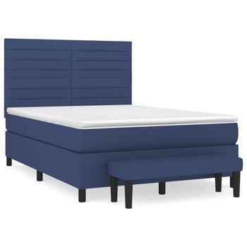Cama Tapizada 193x144x128 Cm Tejido (100 % Poliéster), Contrachapado Y Madera Tratada - Azul