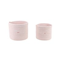 juego de 2 cestas de cuerda blanca con detalles terracota