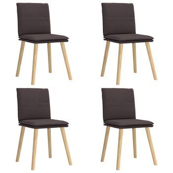 Pack 4 Uds Sillas De Comedor | Silla De Cocina Tela Marrón Oscuro