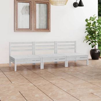 Conjunto De Muebles De Jardín 3 Uds | Mesa Y Sillas Madera Maciza Pino Blanco Cfw264608