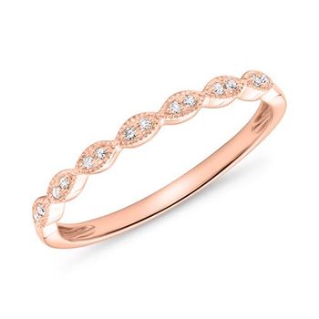 Anillo de mujer en oro rosa de 14 quilates con diamantes