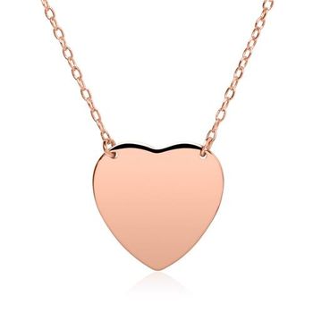 Cadena corazón de plata 925 chapada en oro rosa grabable