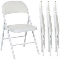 homcom juego de 4 sillas plegables acolchadas con respaldo y estructura de acero para salon comedor cocina 45x46x78 cm blanco