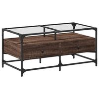 mesa de cafe - mesa de centro con puertas de vidrio marron roble 685x50x50 cm