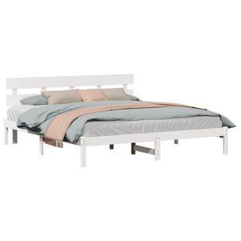 Estructura De Cama Blanco 200 X 200 Cm Madera Maciza De Pino Vidaxl