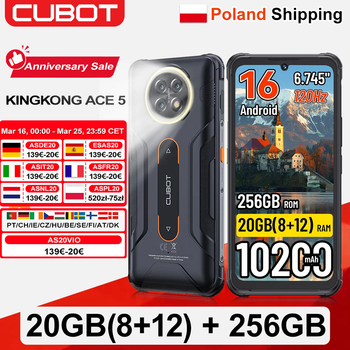 [Envío desde Polonia] Smartphone Resistente Cubot KingKong ACE 5, 20 GB de RAM (8+12), 256 GB de ROM, Android 16, Batería de 10200 mAh, Pantalla de 6.745