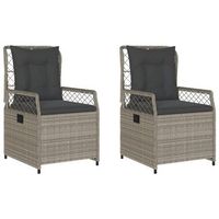 pack 2 uds sillones reclinables de jardin  silla de jardin  silla de exterior ratan sintetico gris claro