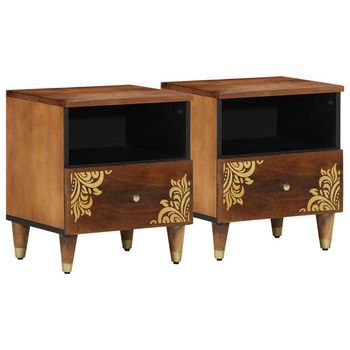 Armario De Noche Con Cajón 2 Pcs Marrón Miel 40 X 33 X 46 Cm Vidaxl