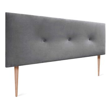 Dhome Cabecero De Terciopelo Liso Con Botones 160x105 Con Patas Camas 150/160 - Gris Ceniza