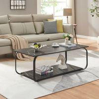 mesa de centro kolta acero 120x60x43 cm - efecto marmol negro encasa