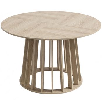 HOMCOM Mesa de Comedor Redonda para 4 a 6 Personas Ø120x75 cm Mesa de Cocina con Base de Listones Robusta Madera Natural   Aosom España