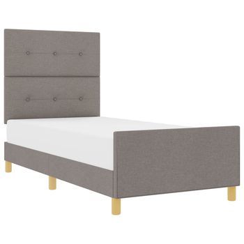 Cama Individual | Cama Para Adulto | Estructura De Cama Con Cabecera Taupé 90 X 190 Cm Tela