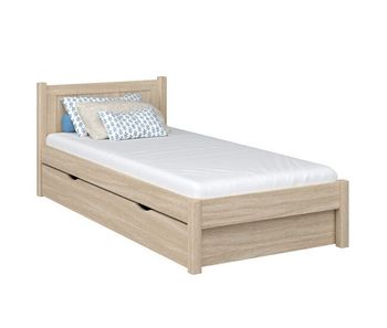 Cama individual de roble con cajón n02 roble blanqueado