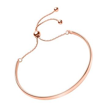 Pulsera de plata chapada en oro rosa con opción de grabado