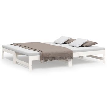 Sofá Cama | Cama Para Adultos Extraíble Madera Maciza De Pino Blanco 2x(75x190) Cm