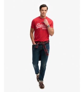 Superdry para hombre. M1012451A Camiseta Classic rojo (L), Casual, Algodón, Manga corta