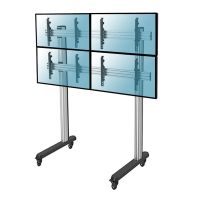 kimex soporte de suelo con ruedas para 4 pantallas de tv 45-55 altura 240cm vesa 600x400 max 50kg