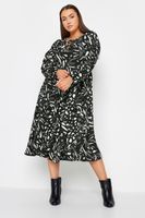 yours vestido negro estampado abstracto mujer curvy y tallas grandes yours