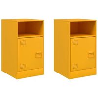 pack 2 uds mesitas de noche  mesilla de noche acero amarillo mostaza 345x39x62 cm