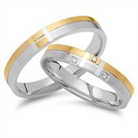 alianzas 14 quilates oro amarillo-blanco 3 diamantes