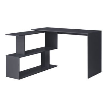 Mesa Escritorio - 76,5 X 120 X 50 Cm - Escritorio De Ordenador - Mesa De Oficina Con Estantes - Mesa En Forma L - Mesa De Esquina - Gris Oscuro [en.casa]®