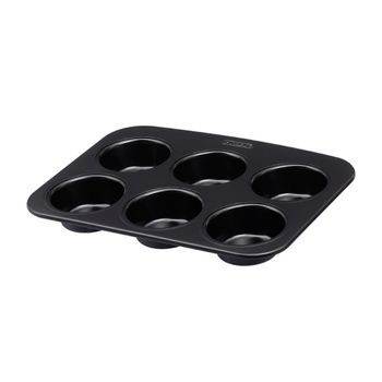 Bandeja 6 magdalenas acero negra 29x18 cm