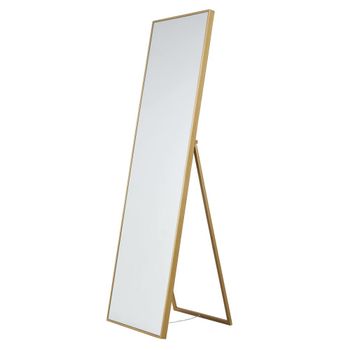 Espejo de pie de aluminio dorado
