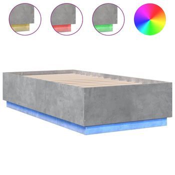 Estructura Cama Con Luces Led Madera Gris Hormigón 75x190 Cm Vidaxl