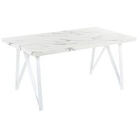 mesa de comedor blanco gris 160 x 90 cm mdf tablero efecto marmol grieger