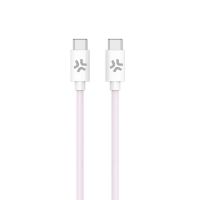 cable usb-c a usb-c celly 15 m tejido trenzado rosa y blanco